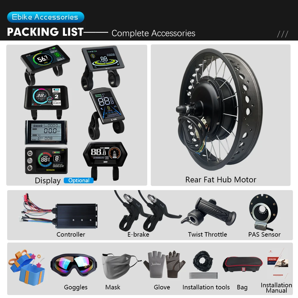Electric Fat Bike Motor Kit 72V 5000W 4.0Tyre 20/24/26inch Brushless Non-gear Rear Hub Motor Wheel for Snow Ebike Conversion Kit