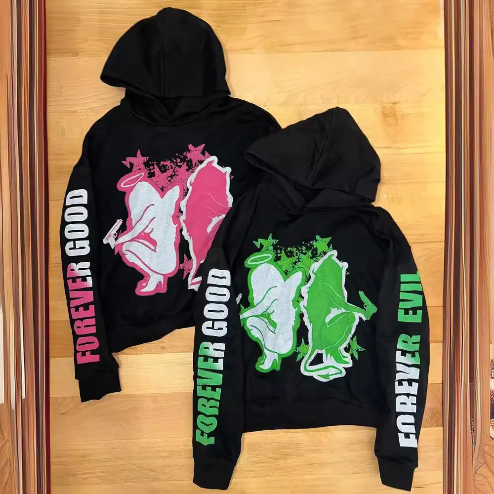 Sudadera con capucha de manga larga Y2k, ropa de calle de gran tamaño, estilo Hip-Hop, Punk, estampado, Top, chaqueta