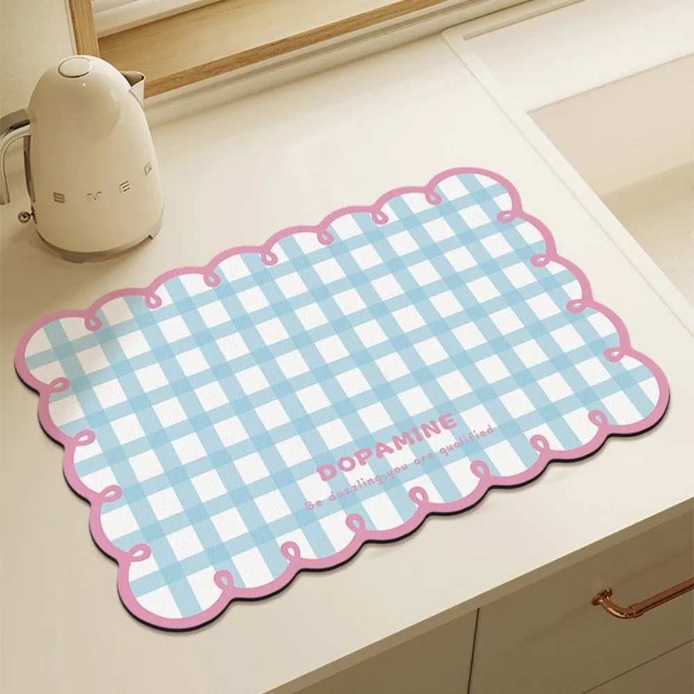 VIKAMA Non-Slip Diatomite Drying Mat, Quick Dry Absorbent Kitchen Counter Mat, Heat Resistant Table Desk Pad Decor