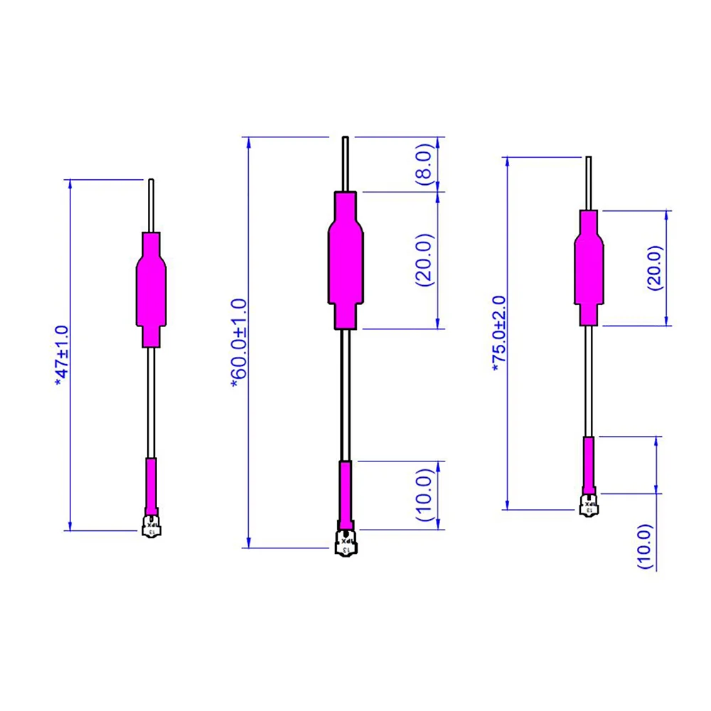 3PCS HappyModel Linear Dipole 5.8G 2dbi Nano Antenna UFL 47mm 60mm 75mm for Mobula7 / Mobula7 1S HD / Mobula8 FPV Tinywhoops