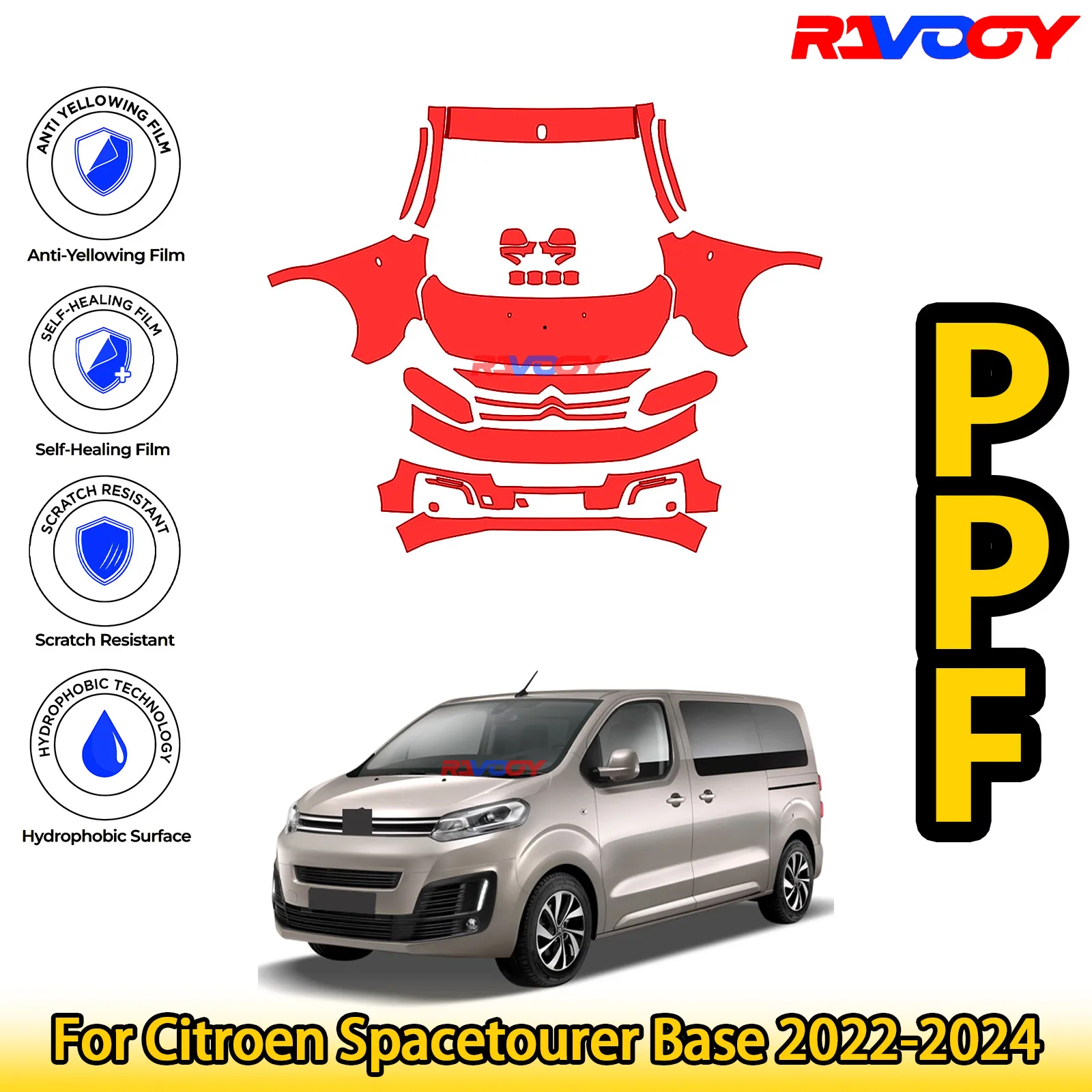 

For Citroen Spacetourer Base 2022-2024 Glossy Matte Black Precut front PPF Kit Paint Protection Film