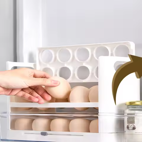 1pc-Egg Storage Box, Refrigerator Side Special Multi-layer Flip Egg Box, Fresh-keeping Food Grade Egg Grid Freezer Rack Holder