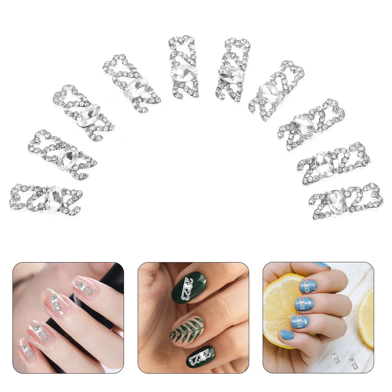 

10Pcs Nail Charms 3D Number 2023 Design Premium Nail Art Decorations for DIY Manicure Shiny Rhinestones Decals Women Gift