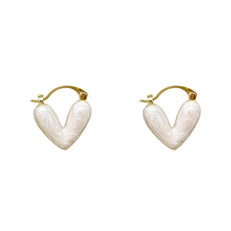 Foxanry White Drop Glaze LOVE Heart Party Earrings for Women Couples New Trendy Elegant Wedding Bride Jewelry Prevent Allergy