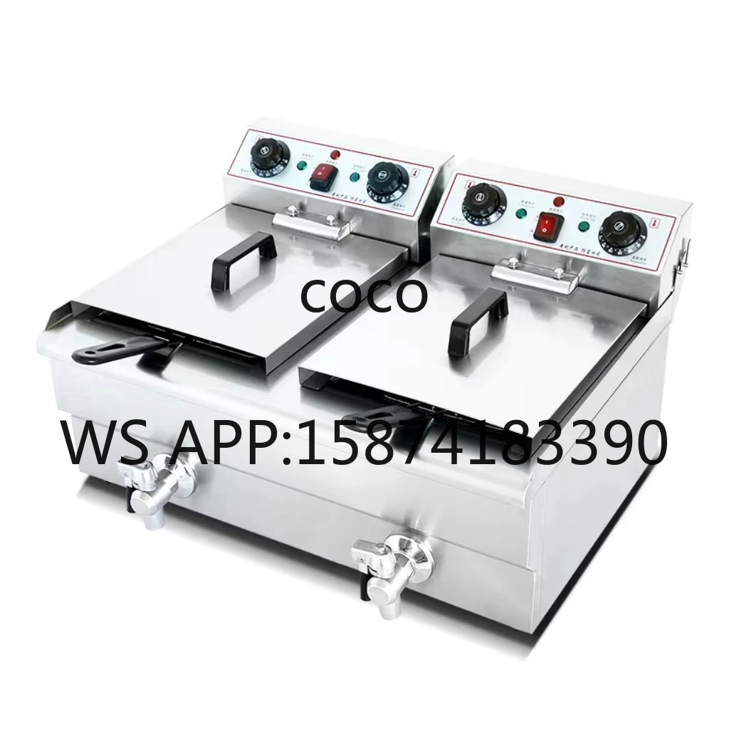 Stainless Steel Double Tank Deep Fryer for Home Restaurant Street Food Stall