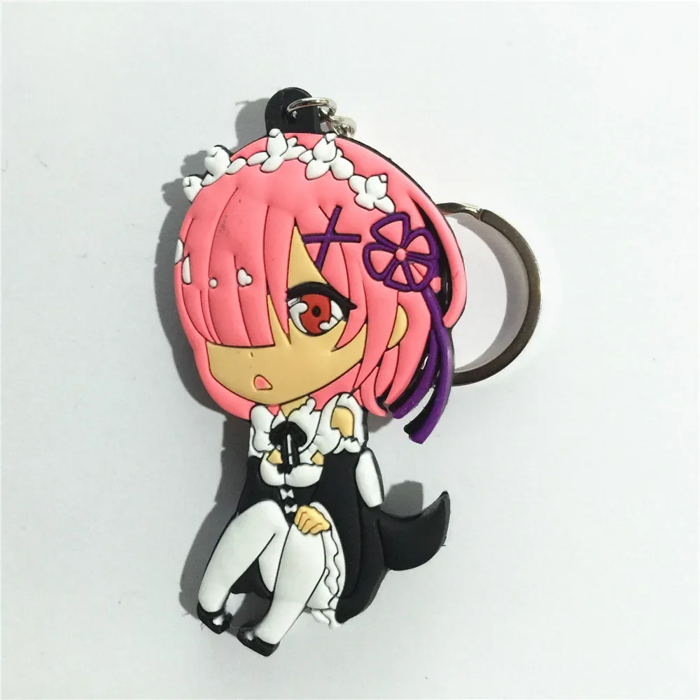 Rem Ram Natsuki Subaru Puck Beatrice Felt Anime Re:Zero kara Hajimeru Isekai Seikatsu Rubber Resin Kawaii PVC Keychain