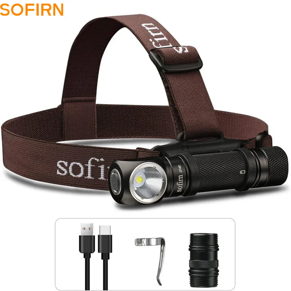 Sofirn SP40 XPL 5300K LED EDC Headlamp 18650 Rechargeable Head Lamp 1200lm Bright Outdoor Fishing Torch with Magnet Tail Cap