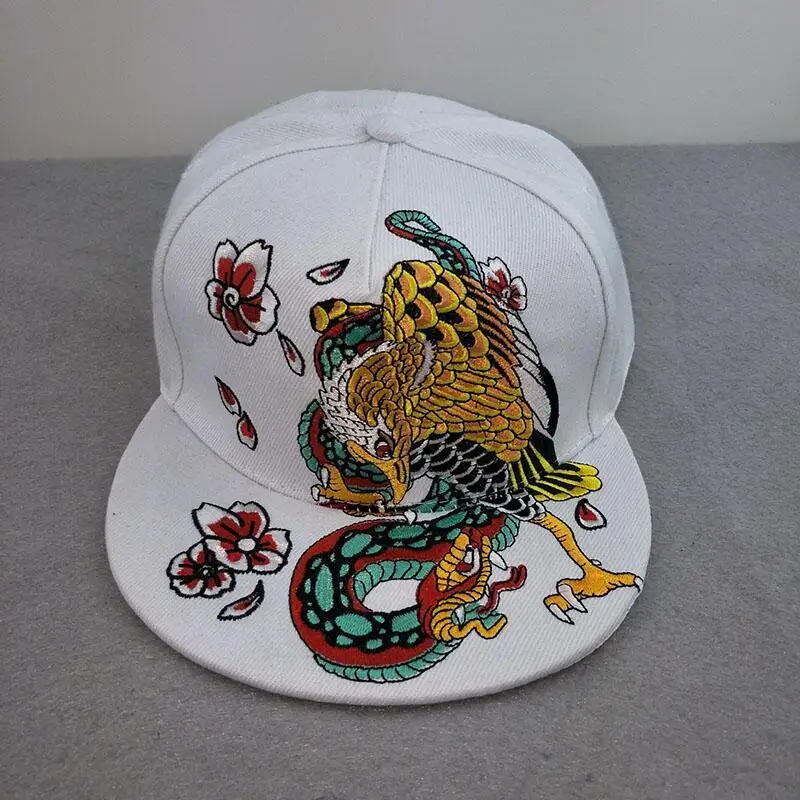 Outood Male 5 panel flat bill snapback hats Men Women 3D animal embroidery trucker hat Hip hop Sports hat Gorras