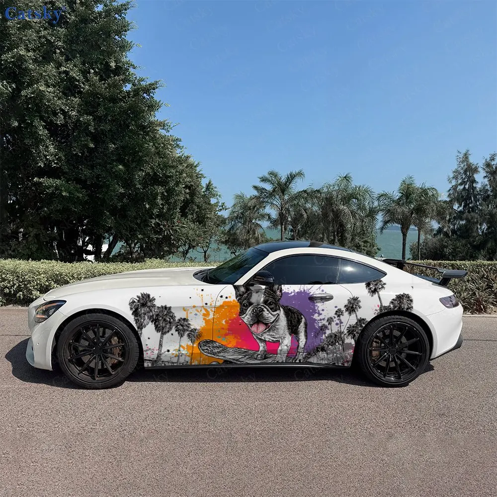 2pcs California Skate Pup, Durable, Fade-resistant, Enhance Vehicle Aesthetics With Bold Artistic Design Car Vinyl Wraps