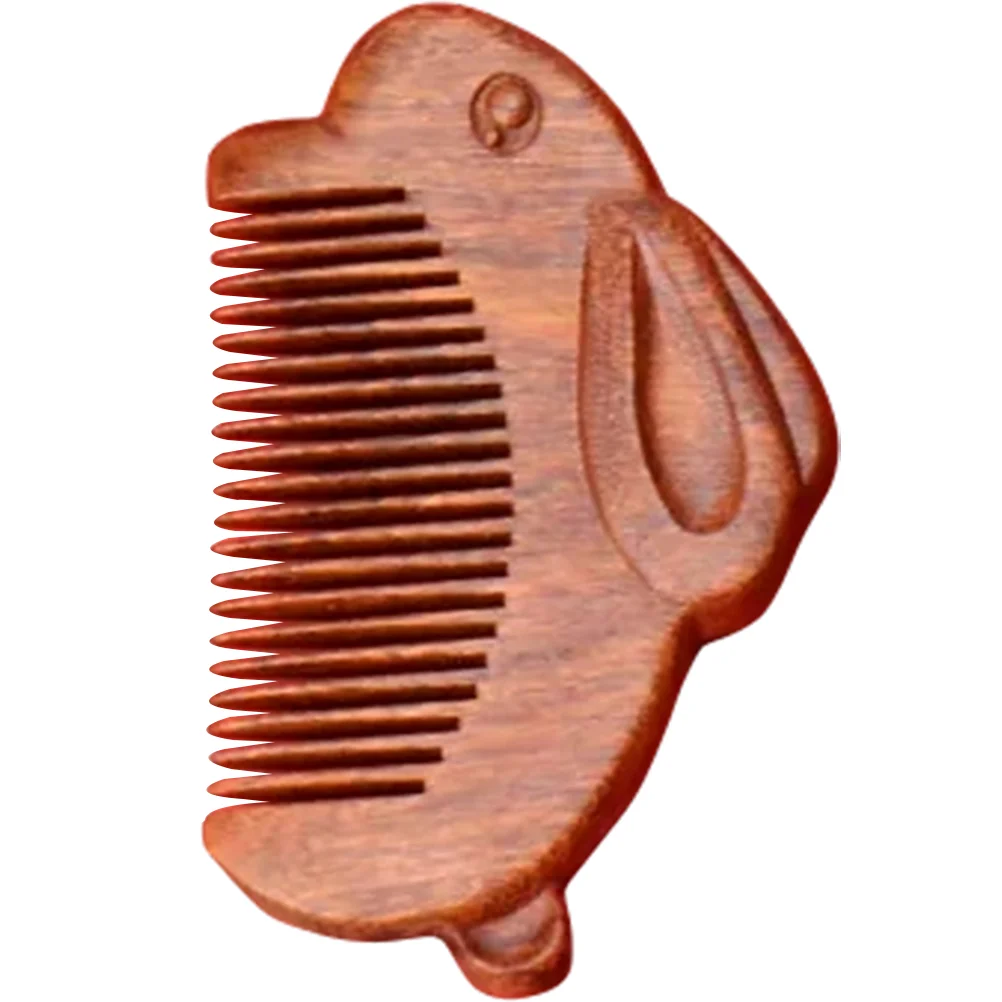 Rabbit Design Wooden Comb Sandalwood Zodiac Rabbit Hair Brush For Women Men Massage Comb Wooden Combs Hair Tools Accessories