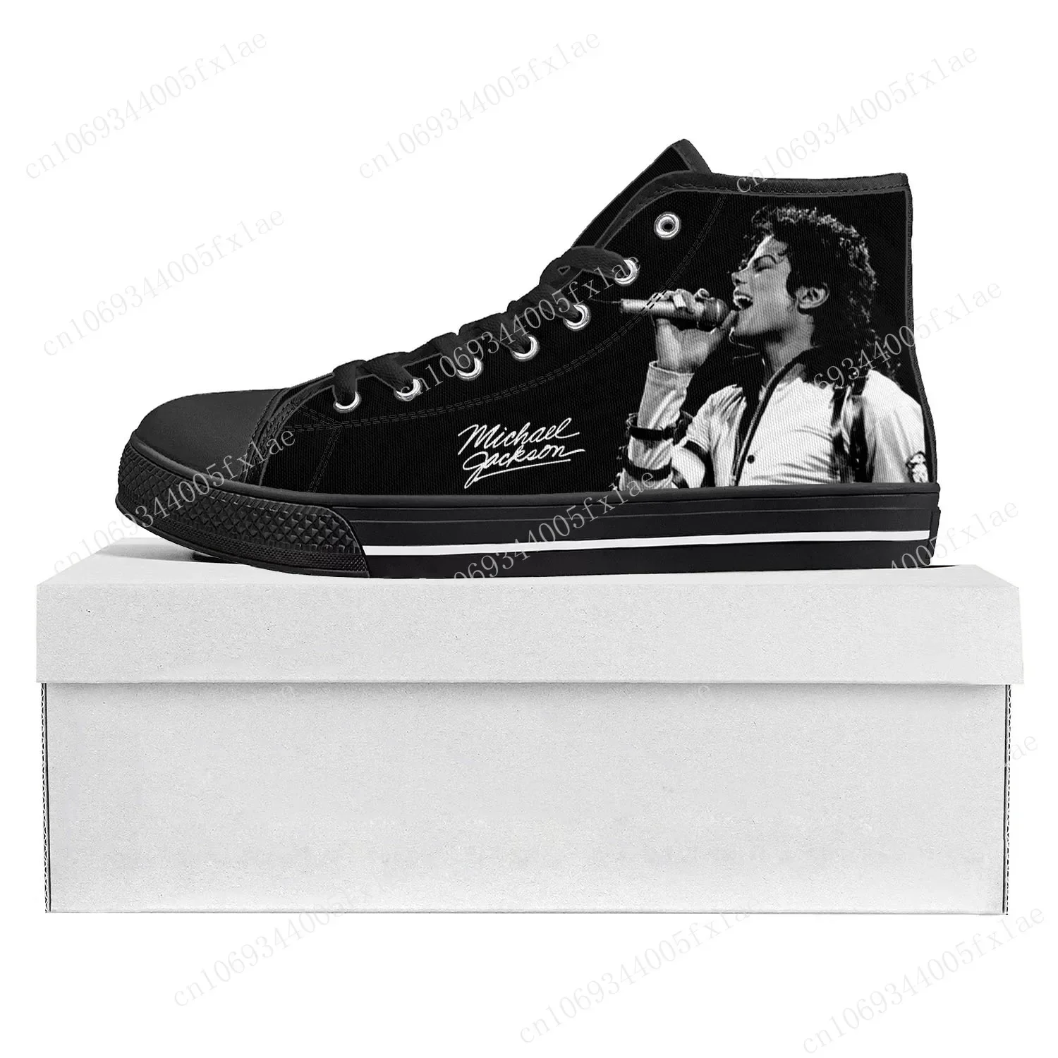 Michael Jackson Pop Singer Dancer High Top High Quality Sneakers Mens Womens Teenager Canvas Sneaker Couple Shoe Custom Shoe