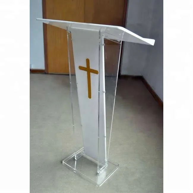 Clear Podium Stand Acrylic Pulpits for Churches Professional Portable with Wide Reading Surface for Restaurants Weddings Office