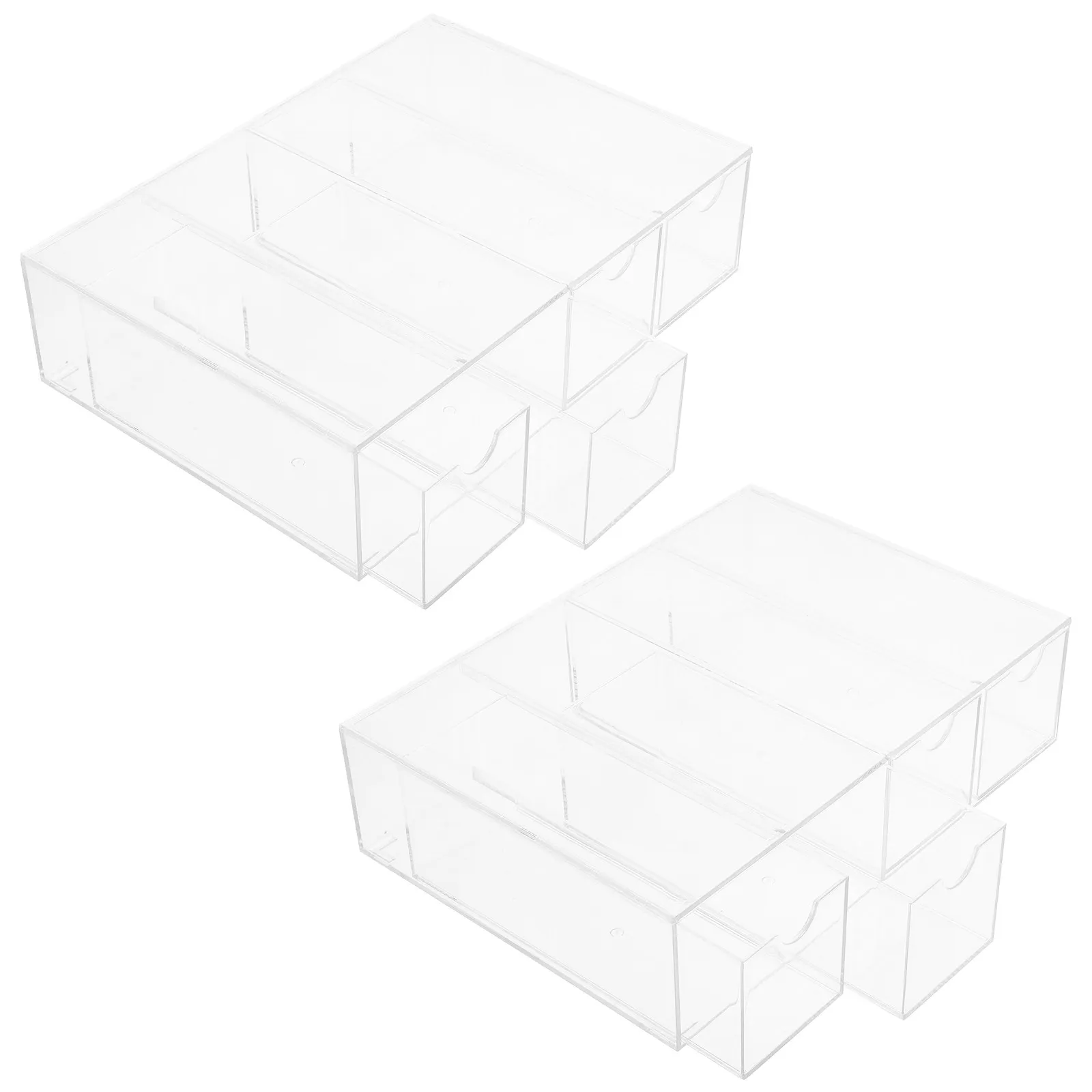 2Pcs Acrylic Sunglasses Display Box Eyeglass Organizer Transparent Storage Drawer Multipurpose Desktop Holder for Office Vanity