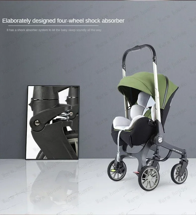 4-in-1 Multifunktionaler Kinderwagen Faltbar mit Autositz Tragbarer Babywagen EU-Lagerbestand 3-in-1 Kinderwagen – Detail 16