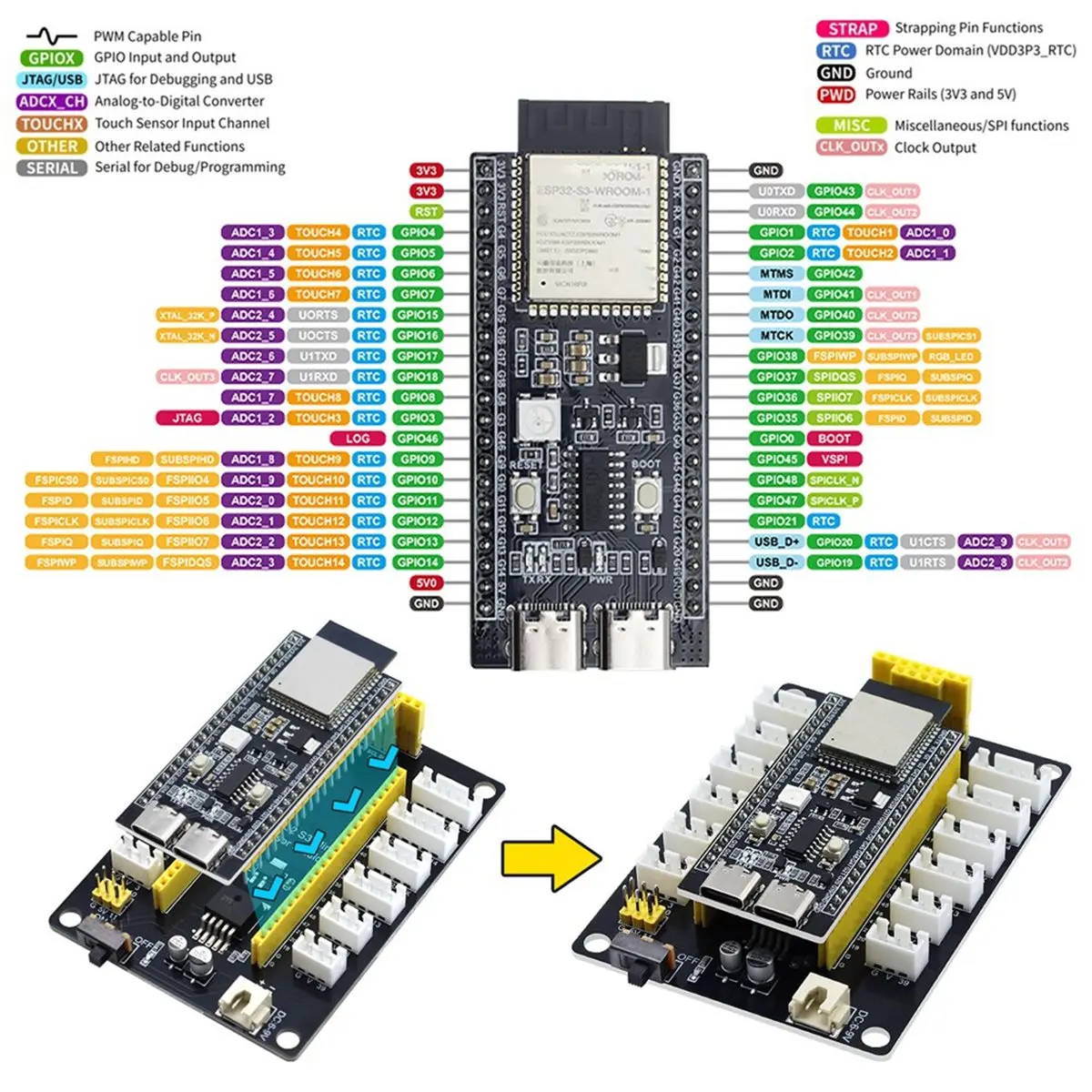a16i--placa-de-expansao-para-desenvolvimento-iot-placa-de-experimentos-xiaozhi-ai-mini-placa-de-sensores-com-interface-anti-inversao
