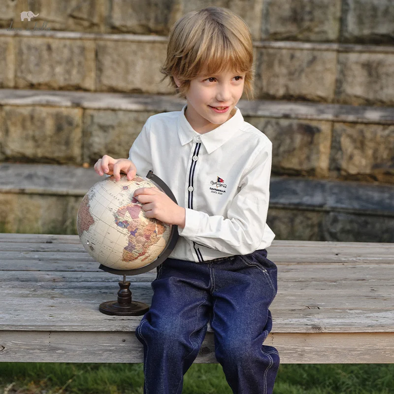 

Dave Bella Children T-shirts Winter Autumn Baby Boys Pure Cotton White Bottoming Shirt Long Sleeve Top Outdoor Clothes DK1250074