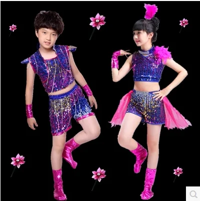 Costumi di danza jazz per bambini Abiti hip-hop Spettacoli teatrali di danza moderna Indossano abiti da ballo di strada per ragazzi e ragazze