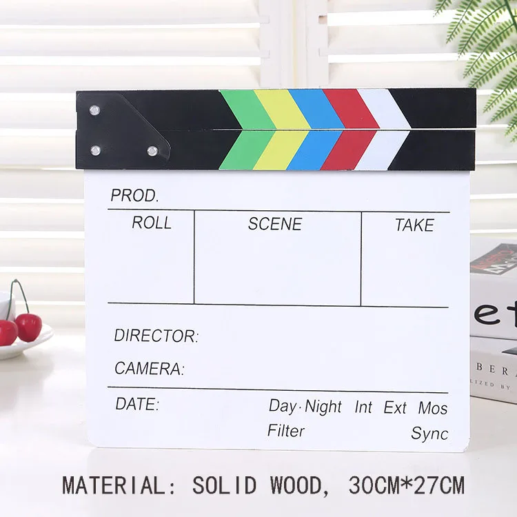 Color Black White Director Video Scene Clapperboard Wooden Tv Movie Cinema Film Cut Prop For Vlog Recording Clapper Board Orname