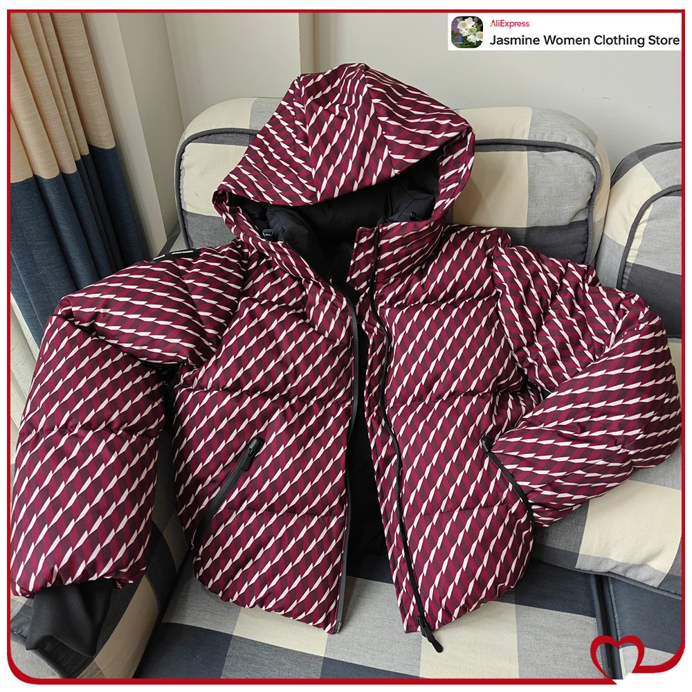 

Элегантные ветрозащитные пуховики для женщин: стильные теплые куртки с капюшоном на молнии, зимние бордовые куртки с высоким воротником и карманами на молнии