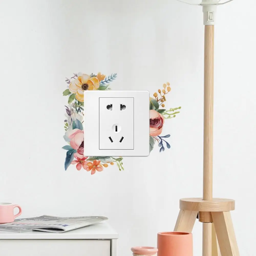 Romantic DIY Flower Leaf Switch Sticker Removable Waterproof Green Plant Switch Sticker Self-adhesive