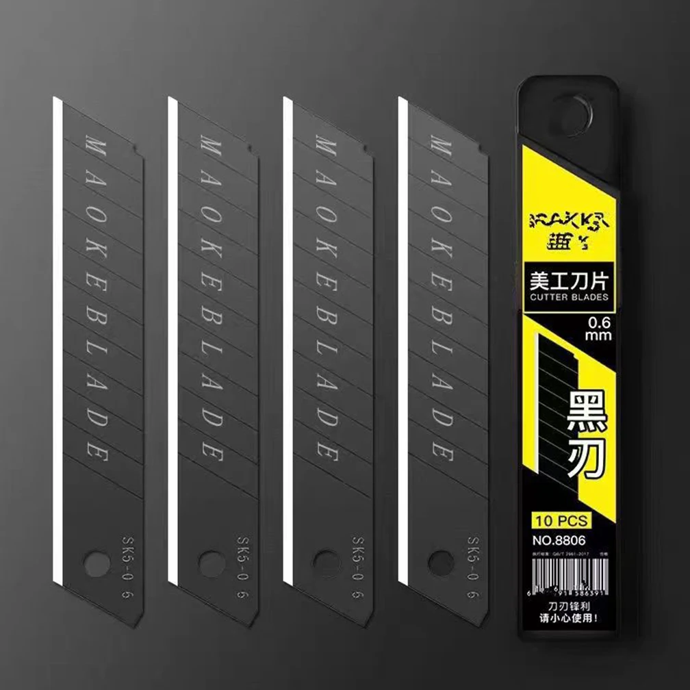 Imagem -05 - Lâmina de Preto Prata Faca Retrátil Cortador de Caixa Snap-off Bolso Facas Utilitárias Atacado 25 mm 10 Pcs por Caixa Aço Inoxidável Sk5