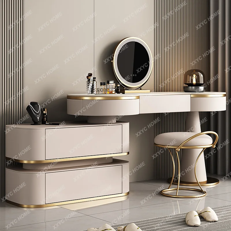 

Тумба-комод ML Light Luxury из массива дерева премиум-класса со встроенным современным простым туалетным столиком из каменной плиты