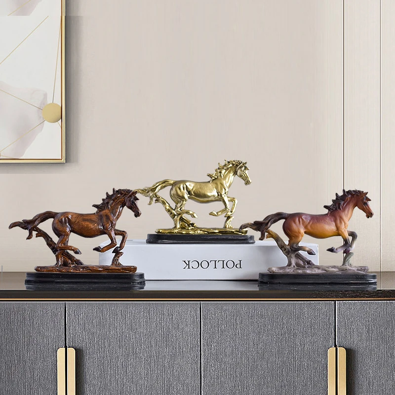 Horse Statue Collection Animal Model Resin Lifelike Sculpture Horse Ornaments For Study Room Garden Office Desktop Decor