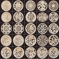 European Carved Unpainted Retro Mouldings Wood Applique Wood Decal Round Rubber Home Furniture Cabinet Walls Carving Decorative