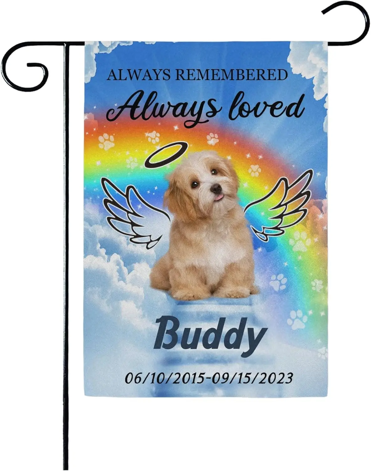 Banderas Conmemorativas Personalizadas para Mascotas con Foto, Bandera de Jardín con Nombre Personalizado para Perros, En Memoria de [Nombre] para Tumba o Cementerio Reme YYQ