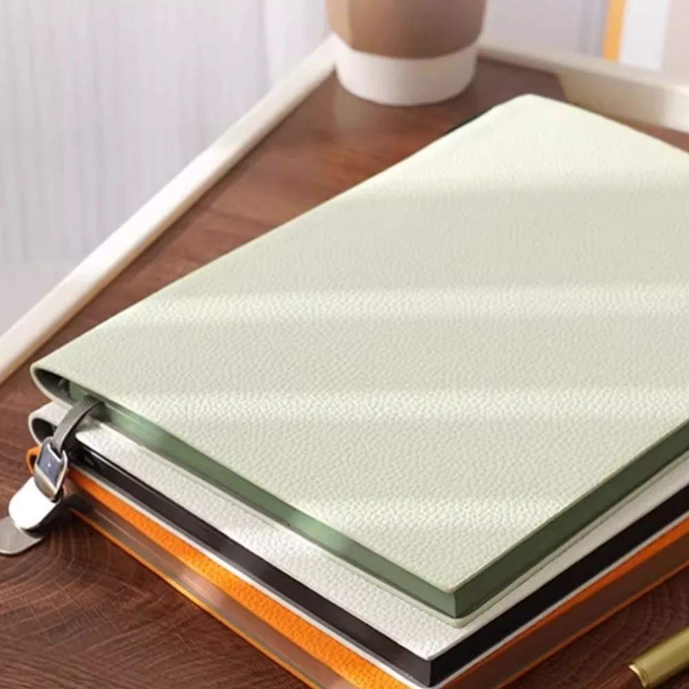 Subject Notebook Thick Leather Notebook Litchi Leather Horizontal Line Meeting Record Book A5 Portable Excerpt Book Office