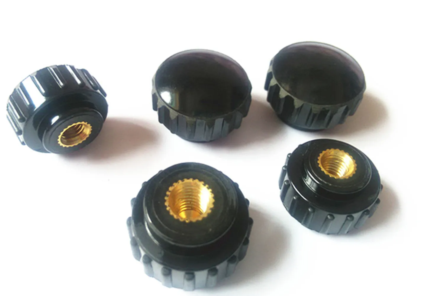 5 Pcs M4/M5/M6/M8/M10/M12 Female Thread Plum Handle Straight Grain Screw on Type Star Mechanical Clamping Knob Black