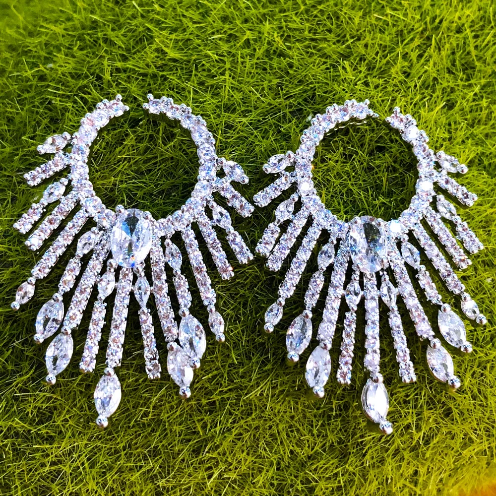 

Kellybola New Luxury Big Round Earrings For Women Wedding Party Cubic Zircon Dubai Bridal Earring Fashion Jewelry High Quality