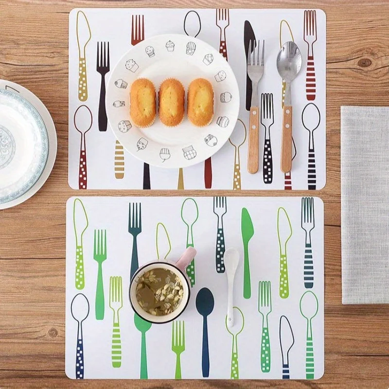 4PCS Placemats PVC Table Mat Kids Tableware Cartoon Dining Table Disc Pads Coasters Napperon Plate Bar Tapete De Lugar 40*28cm