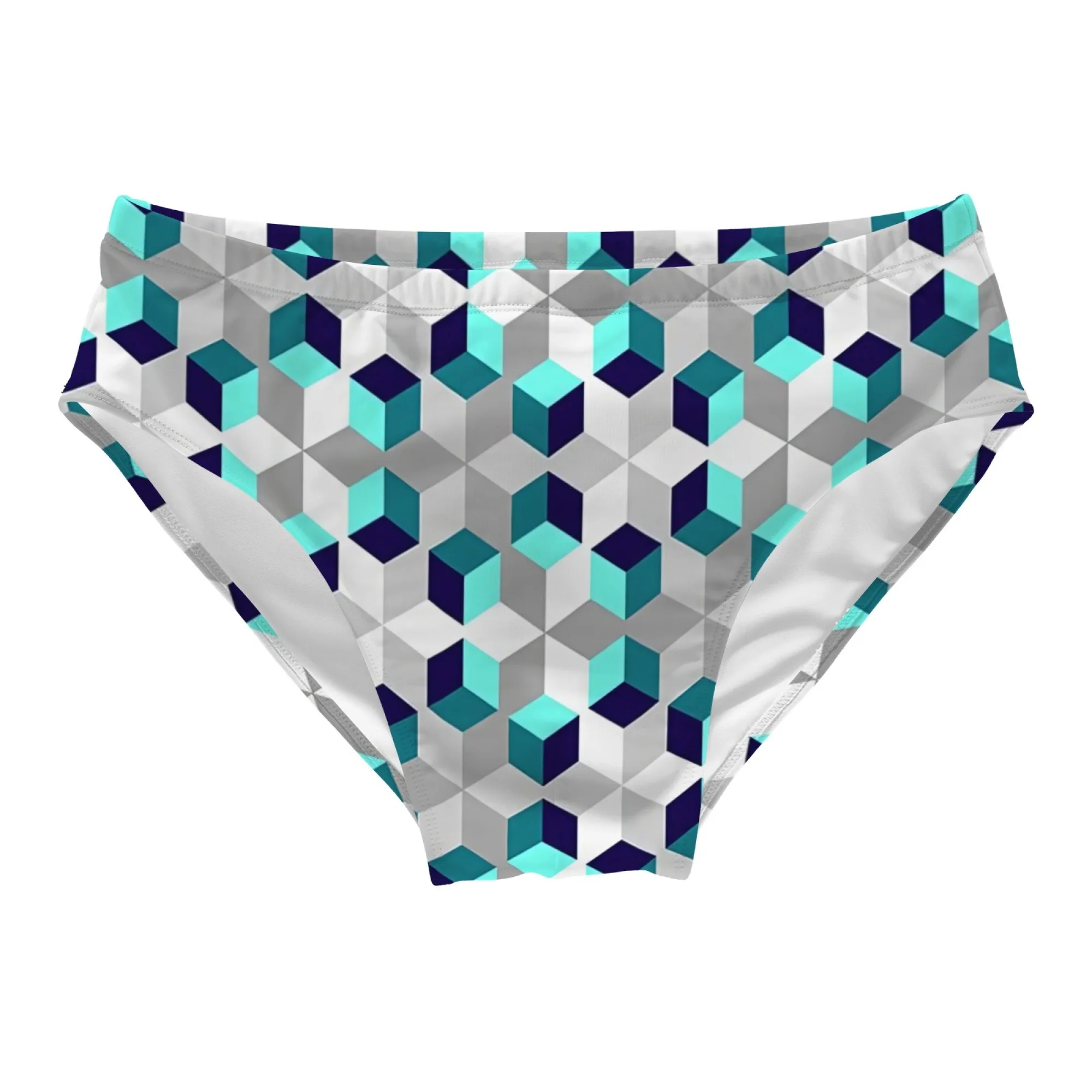 Mint Cube Swim Trunks Stretchy Soft Skin-friendly Mens Triangle Swim Trunks Beach Carnivals Swimming Bathing Edgy Novel Swimsuit