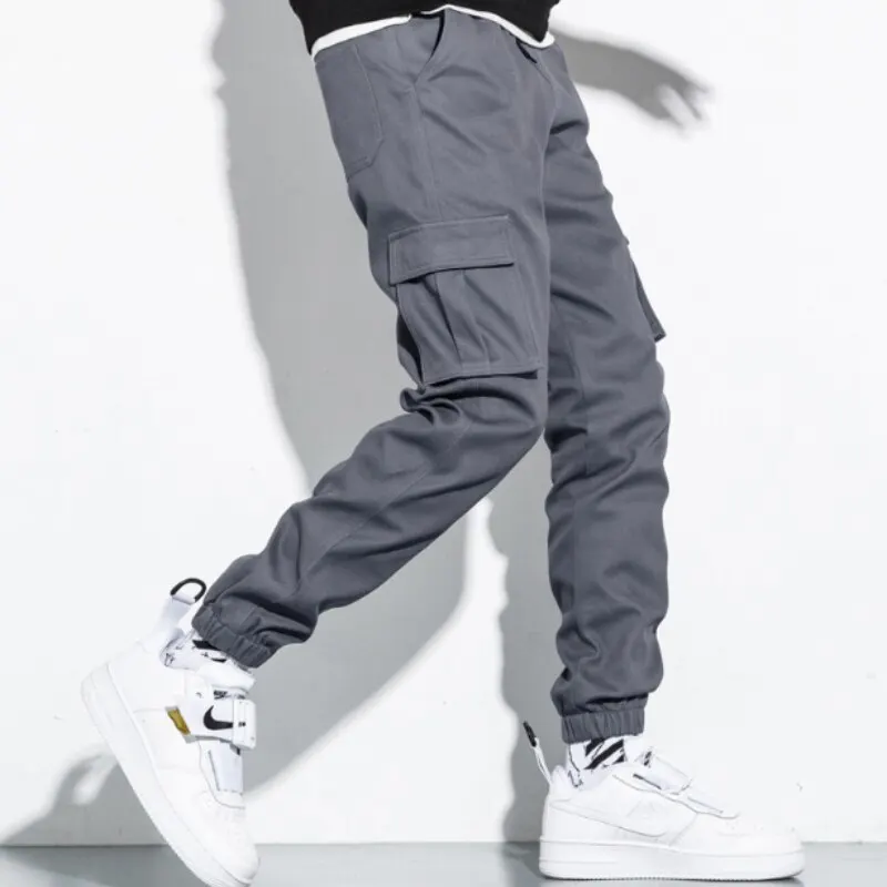 Men's Casual Cargo Pants Loose Multi-Pocket Track Trousers Everyday Wear Solid Color Bermuda Jogging Trend Corset Drawstrin Work