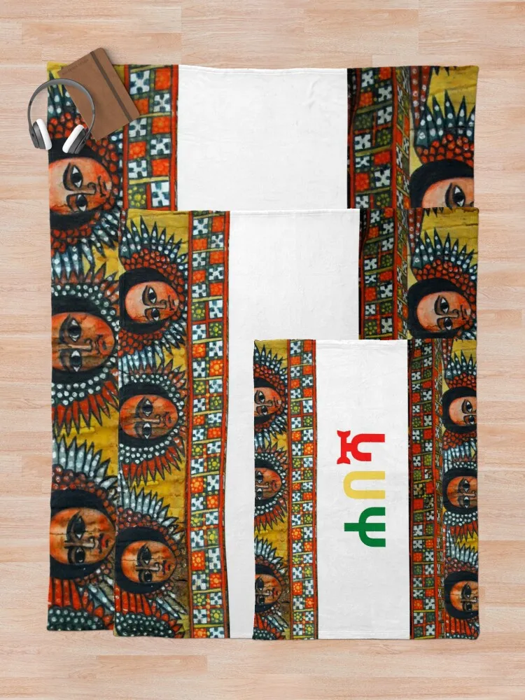 Ethiopian ??? Throw Blanket Large knit plaid throw and blanket dorm room essentials softest blanket