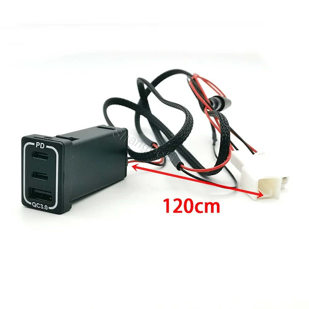 12 فولت/24 فولت شاحن USB للسيارة المزدوج نوع-c PD USB QC3.0 3-port مهايئ شاحن الهاتف تعديل مقبس الشحن لتويوتا اكسسوارات #3