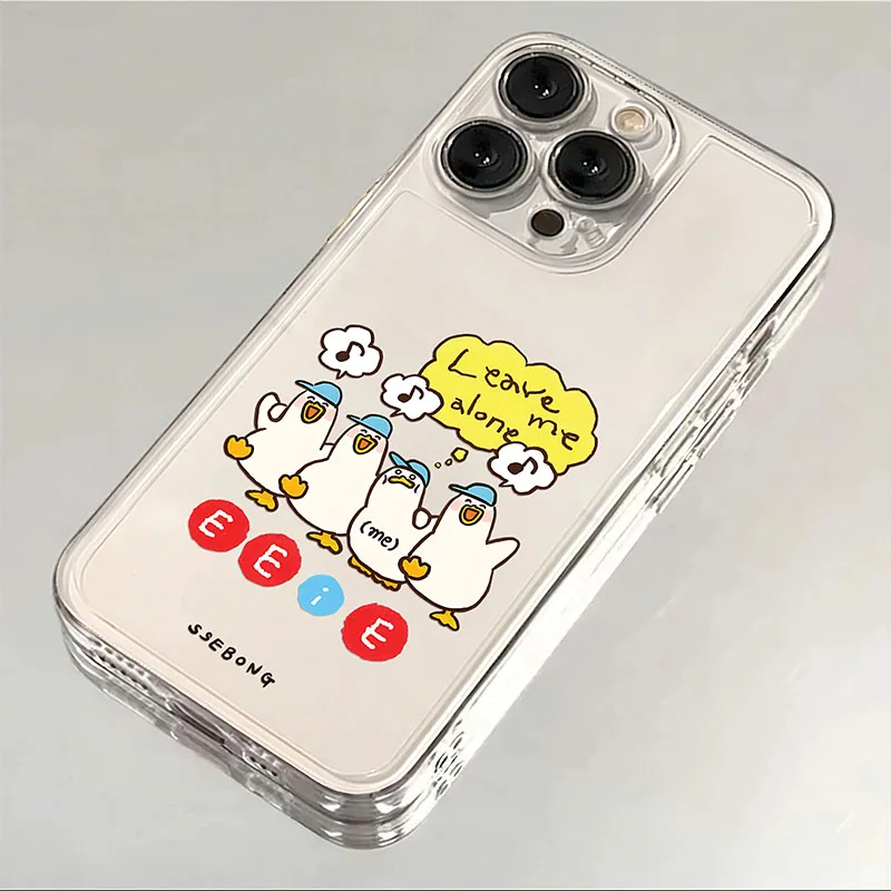 Funny Duck Phone Case For iPhone 16 15 14 13 12 11 Pro XS MAX 7 XR 8 7 Plus Clear Cover Fundas
