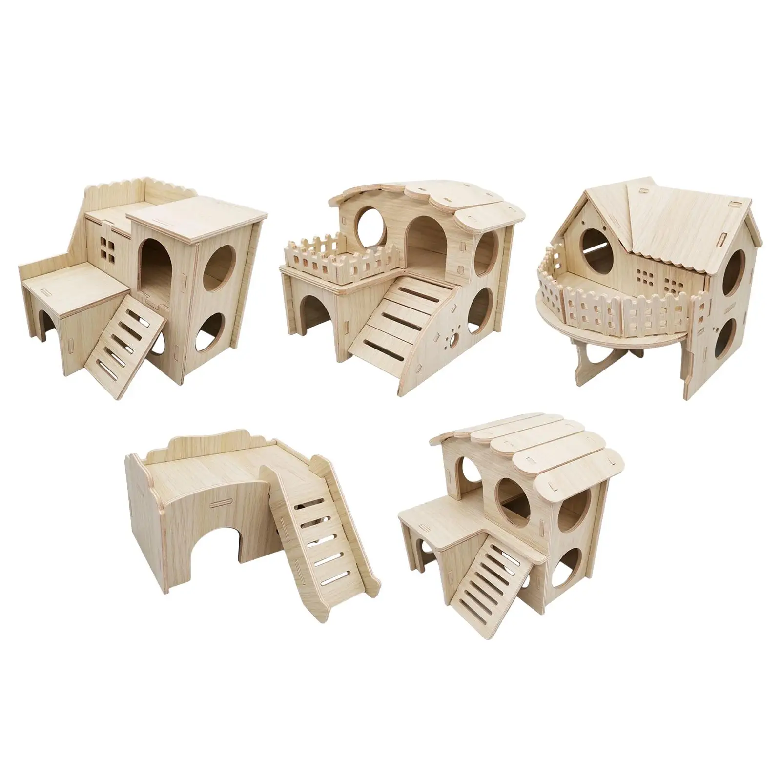 Wooden Hamster House Cabin Hideaway Play Toy Habitat Decor Hamster Hut Hide Hut for Gerbils Chinchilla Rat Dwarf Hamster Mouse