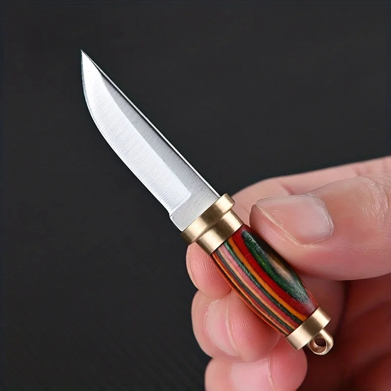 Mini Brass Colored Wood Knife Sharp Outdoor Portable Camping Tool Gift Carrying Keychain Pendant Open Express Open Box Knife