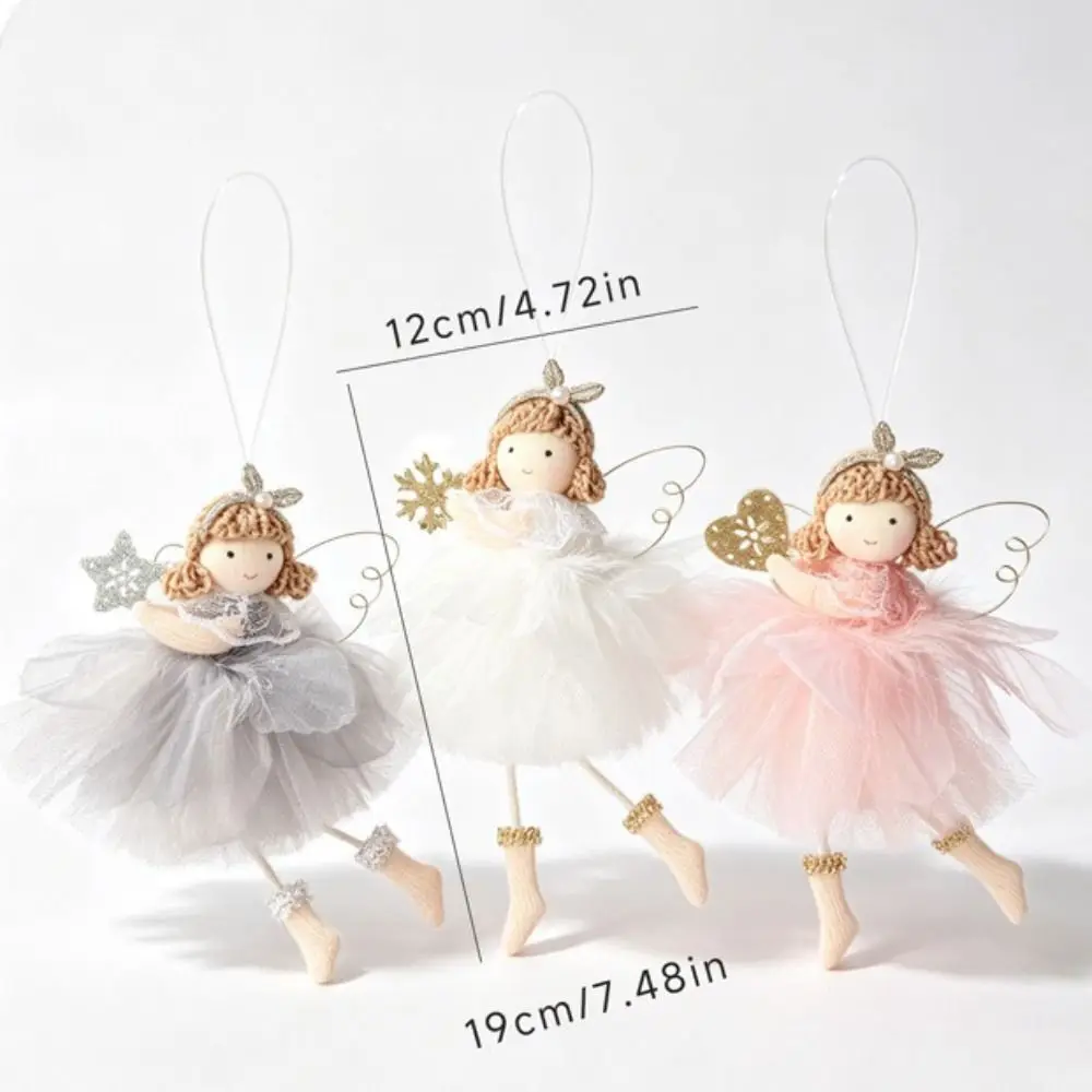 Soft Material Christmas Angel Ornament Sitting Pose Keychain Charm Design Angel Hanging Pendant Fluffy Wings Doll Face Detail view 6
