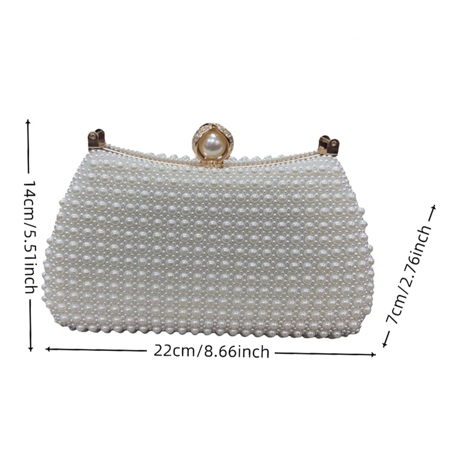 Elegant Women's Wedding Clutch Bag Full Pearls Adornments Ladies One Shoulder Handbag for Ladies Prom Evening Party Purse Bag