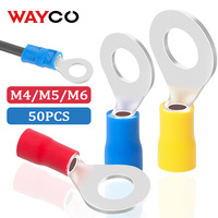 50PCS Ring Crimp Terminal M4/M5/M6 Round Plugs Pre-insulated Ferrules Lugs For Splice Electricals Cable Wire End Connectors