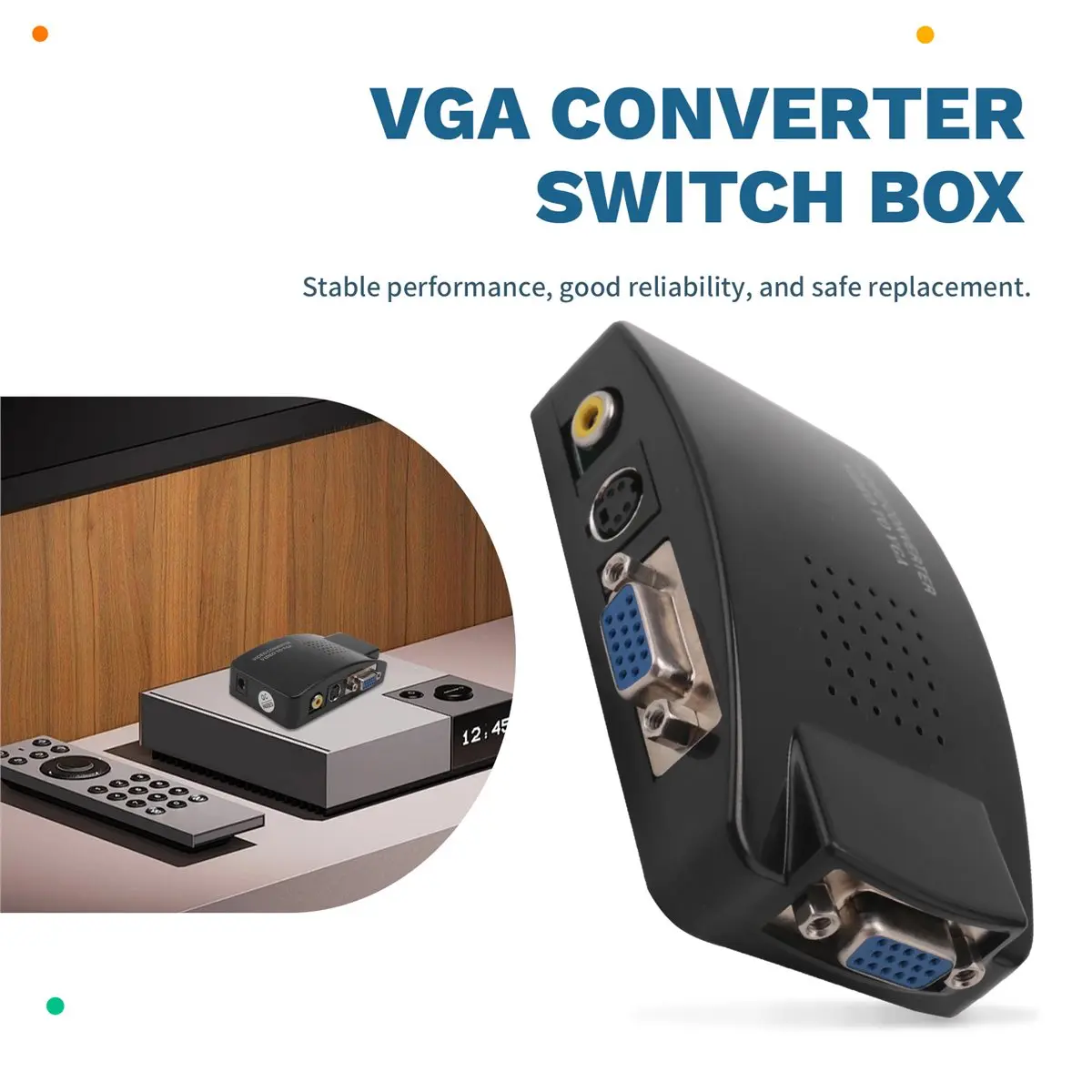 ~【On Sale】AV to VGA Adapter VGA Converter PC Composite S-Video AV Input to PC VGA LCD Output Converter Switch Box