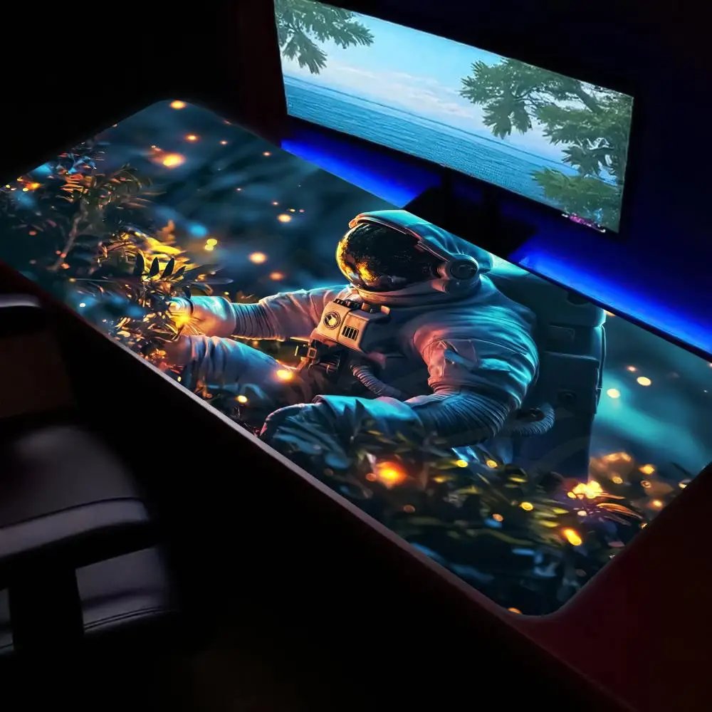 

HYBXAXC Lone Astronaut Mouse Pad Minimalist Space Mousepad Cosmic Deep Space Deskmat Mats Large XXL Gamer Mousepad 90x40