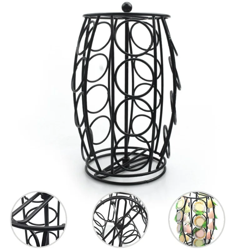 K Cup Carousel Metal Carousel Holder Organizer Coffee Pod Holder For Home Office