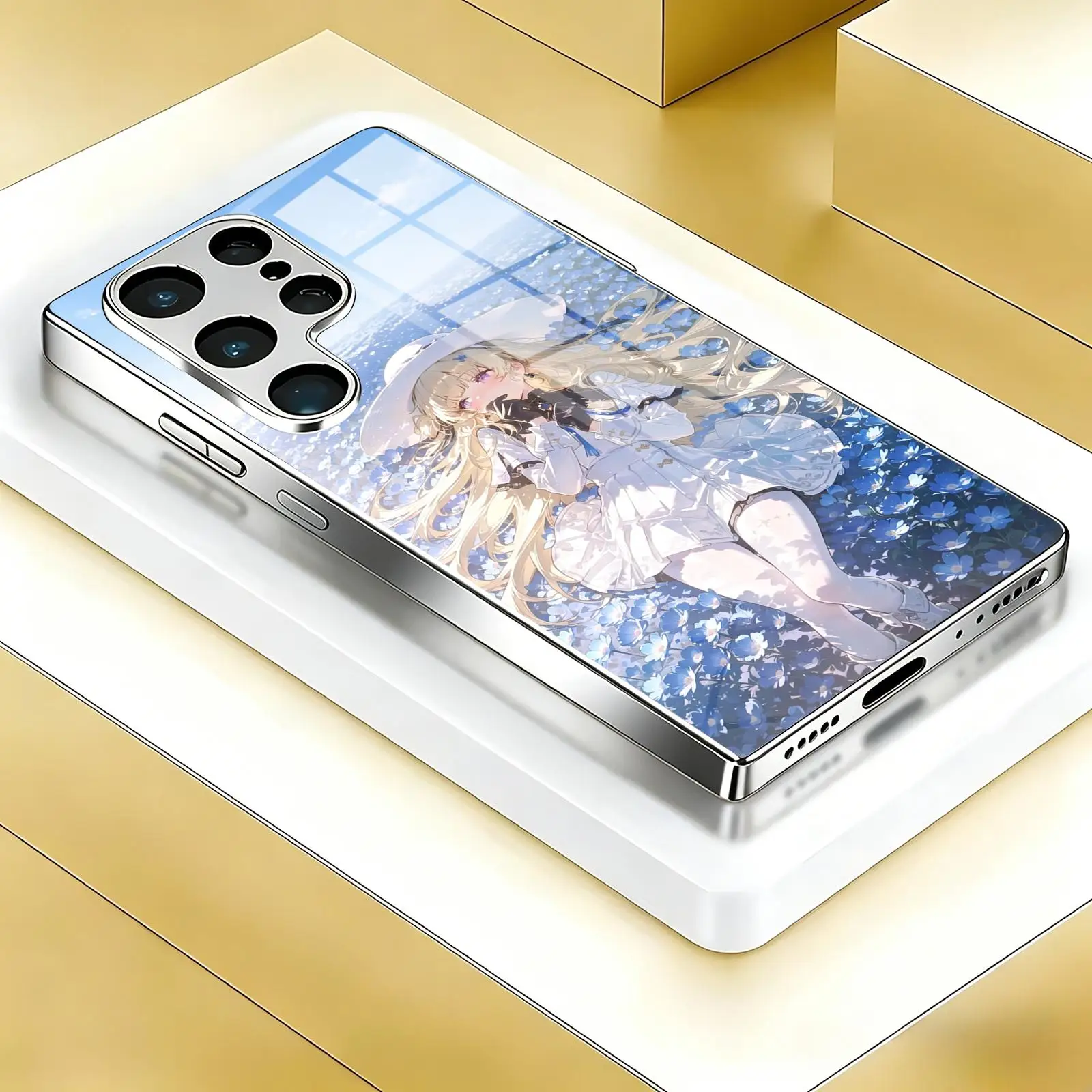 Чехол для телефона Samsung S26 S25 S24 S23 S22 S21 Plus Ultra Note20, гальваническое стекло, Wuthering Waves PHOEBE