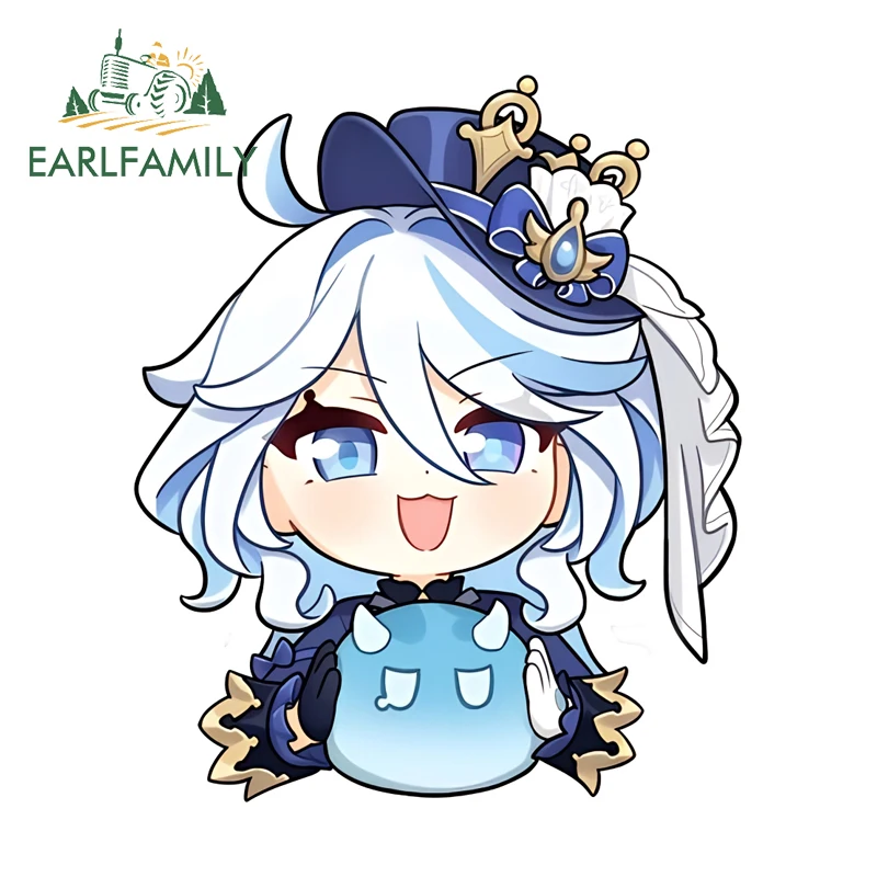 EARLFAMILY 13cm × 7.7cm for Furina Genshin Impact Adorable Car Stickers Intereesting Game Characters Decals Car Door Protector