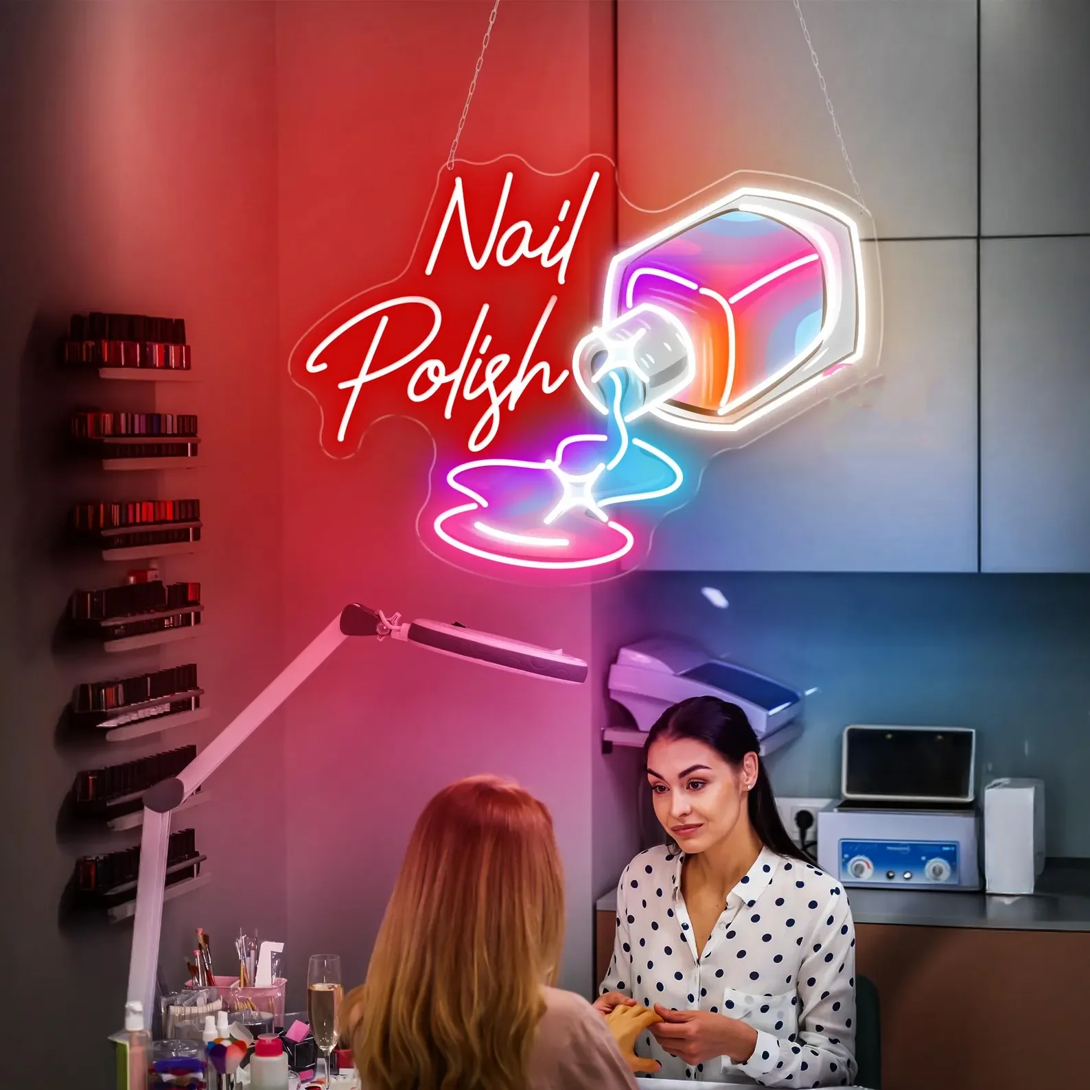 

Nail Polish Neon Sign, Nail Shapes Decor Sign, Nail Beauty Salon Wall Sign, Nail Technician Gift, Sign for Nail Salon Room Nail