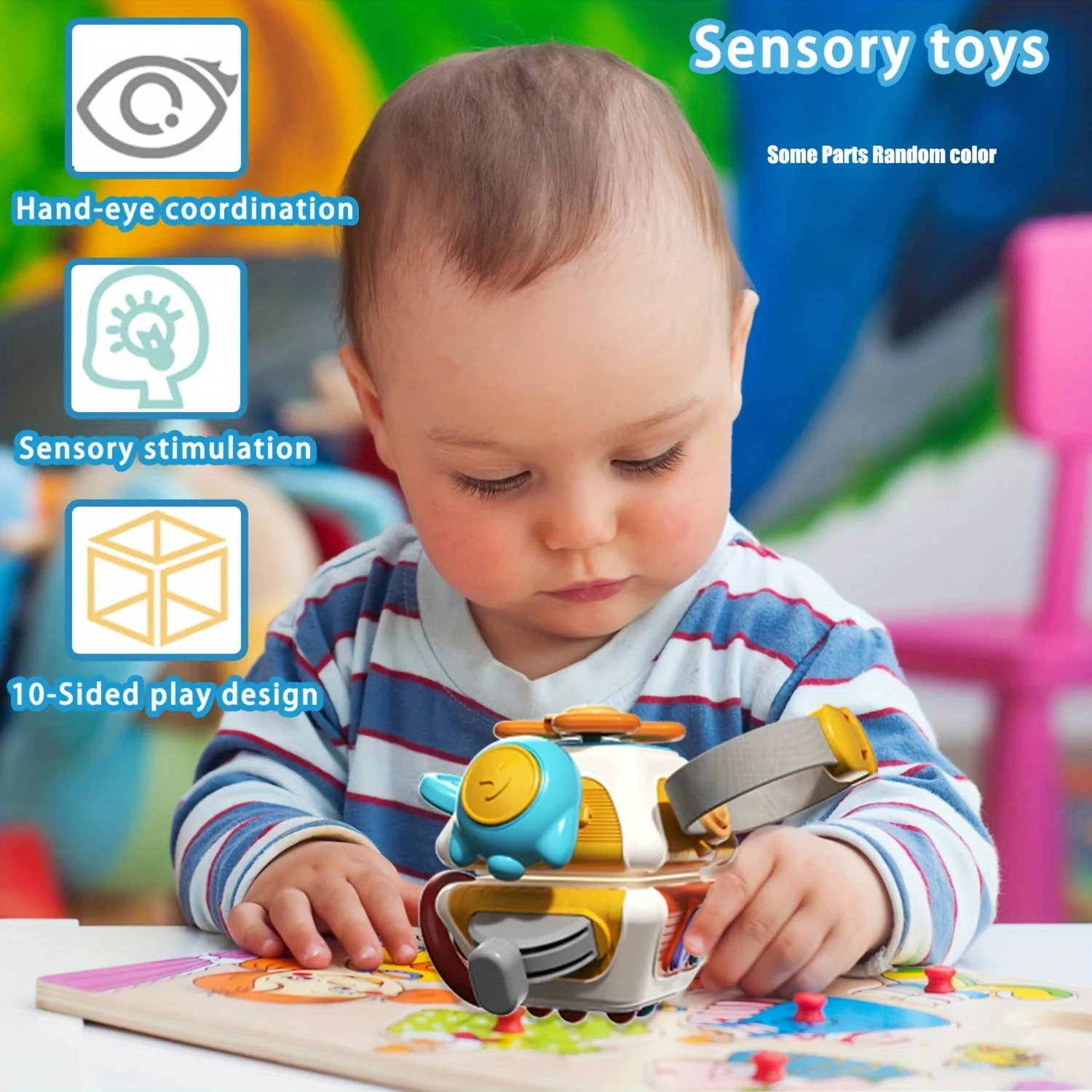 Busy Cube Sensory Toddler Toys Activities Baby Toy 0-3 Year Old Airplane Plane Car Travel Activities Early Education Fidget Gift